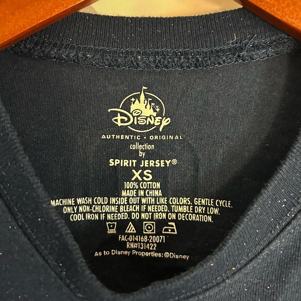 Disney Navy Sparkle Spirit Jersey Long Sleeve Tee with Silver and Blue Text - Picture 3 of 6